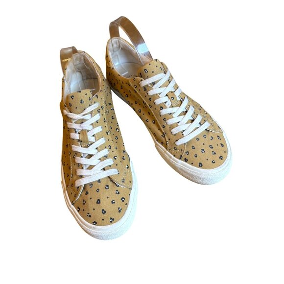 Madewell Sneakers Size W 9 / M 7.5 Animal Print Goldenrod Black Laced Comfort MW - Picture 1 of 11